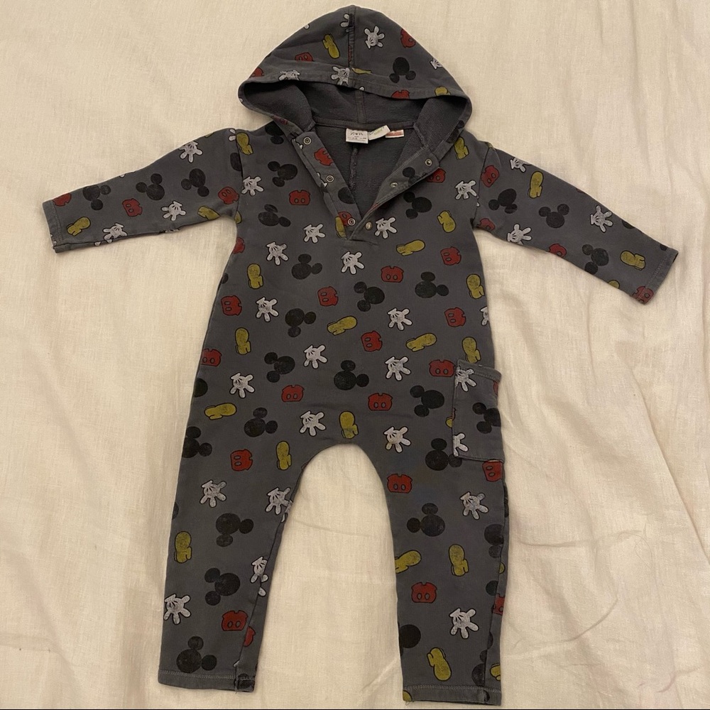 Zara Mickey Hooded Long Sleeve Romper